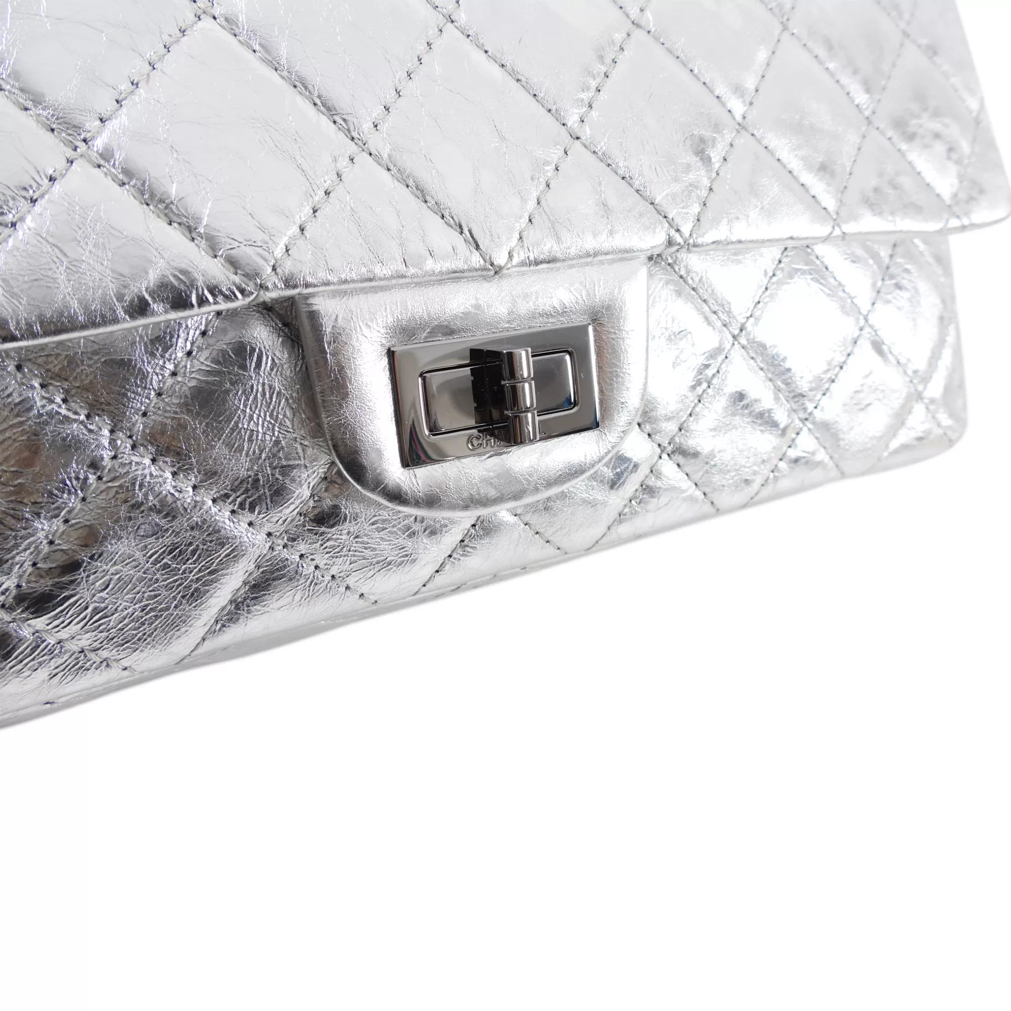 Chanel 2.55 Reissue 227 Jumbo Silver Aged Calfskin Flap Bag