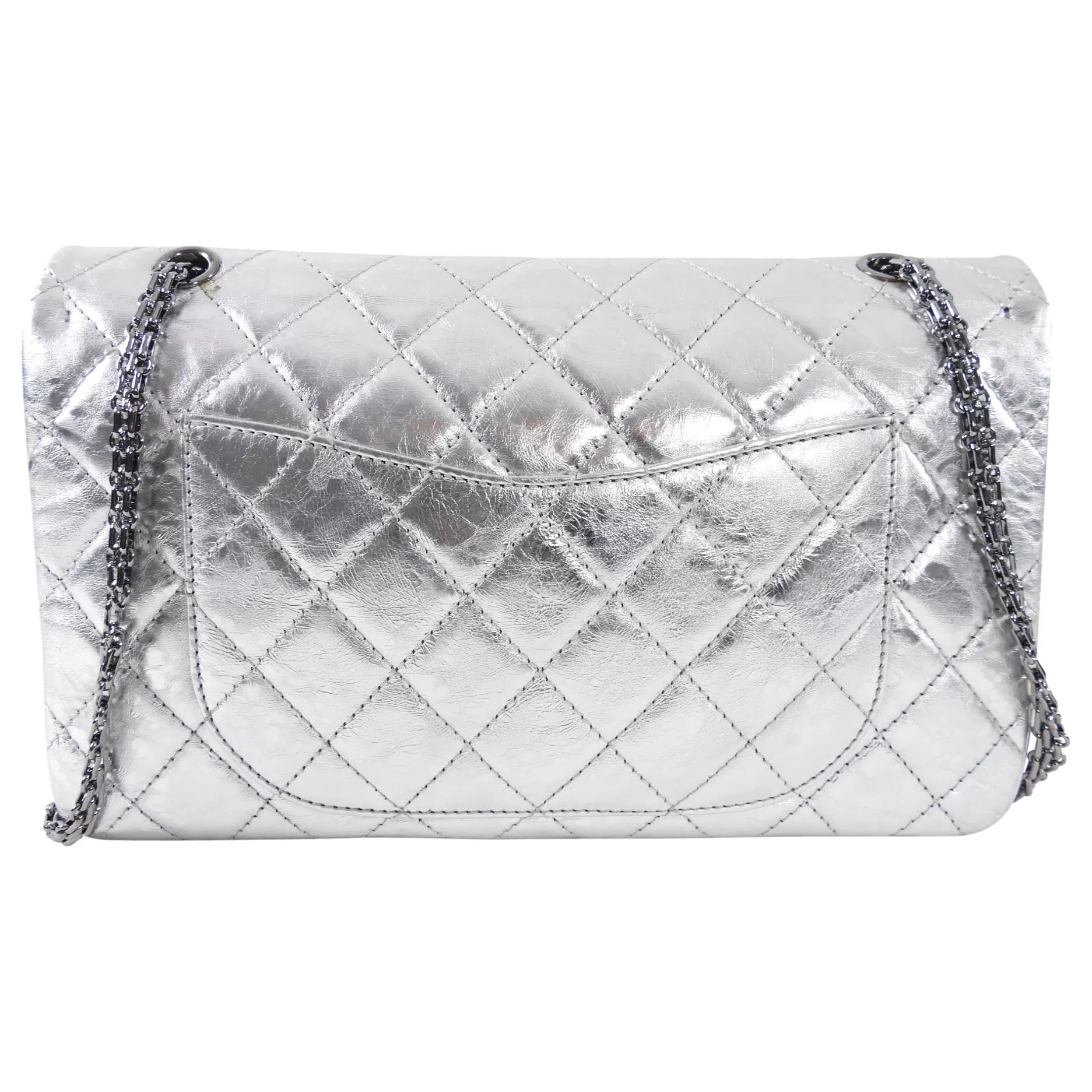 Chanel 2.55 Reissue 227 Jumbo Silver Aged Calfskin Flap Bag