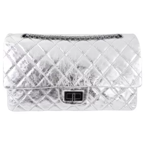 Chanel 2.55 Reissue 227 Jumbo Silver Aged Calfskin Flap Bag