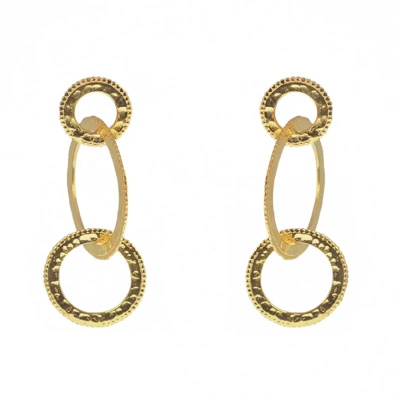 Chic Gold Plated Hammered Ring Earrings