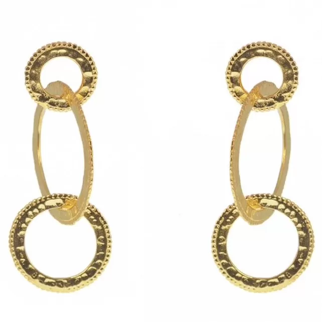 Chic Gold Plated Hammered Ring Earrings