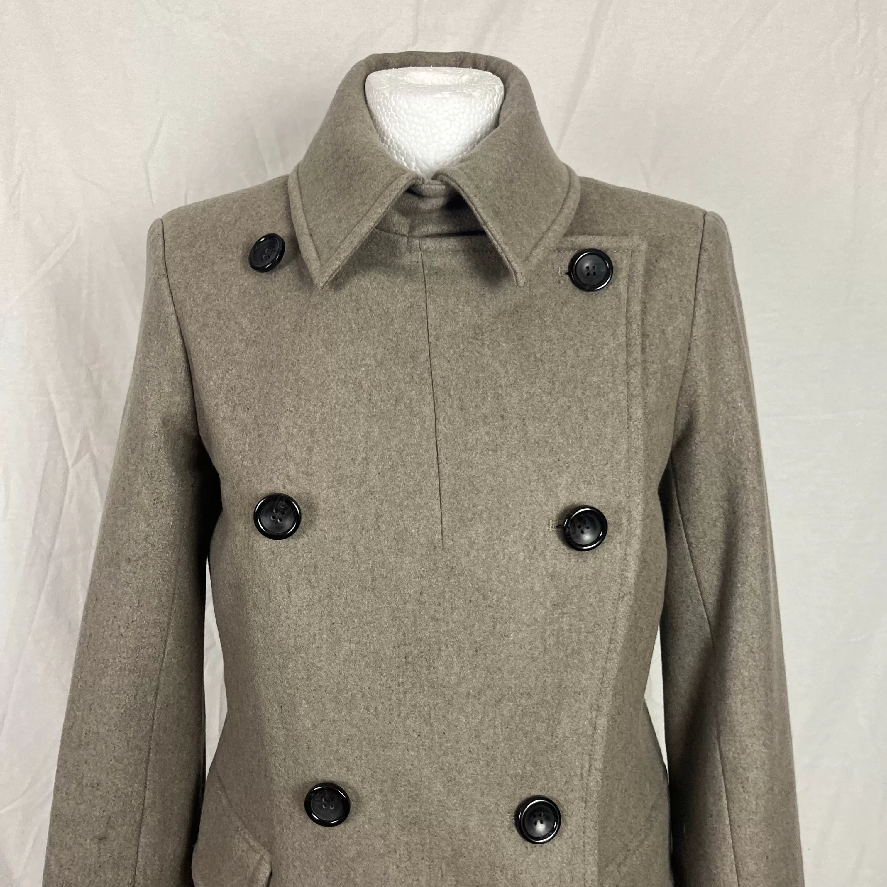 Club Monaco Greige Wool Mix Double Breasted Coat M