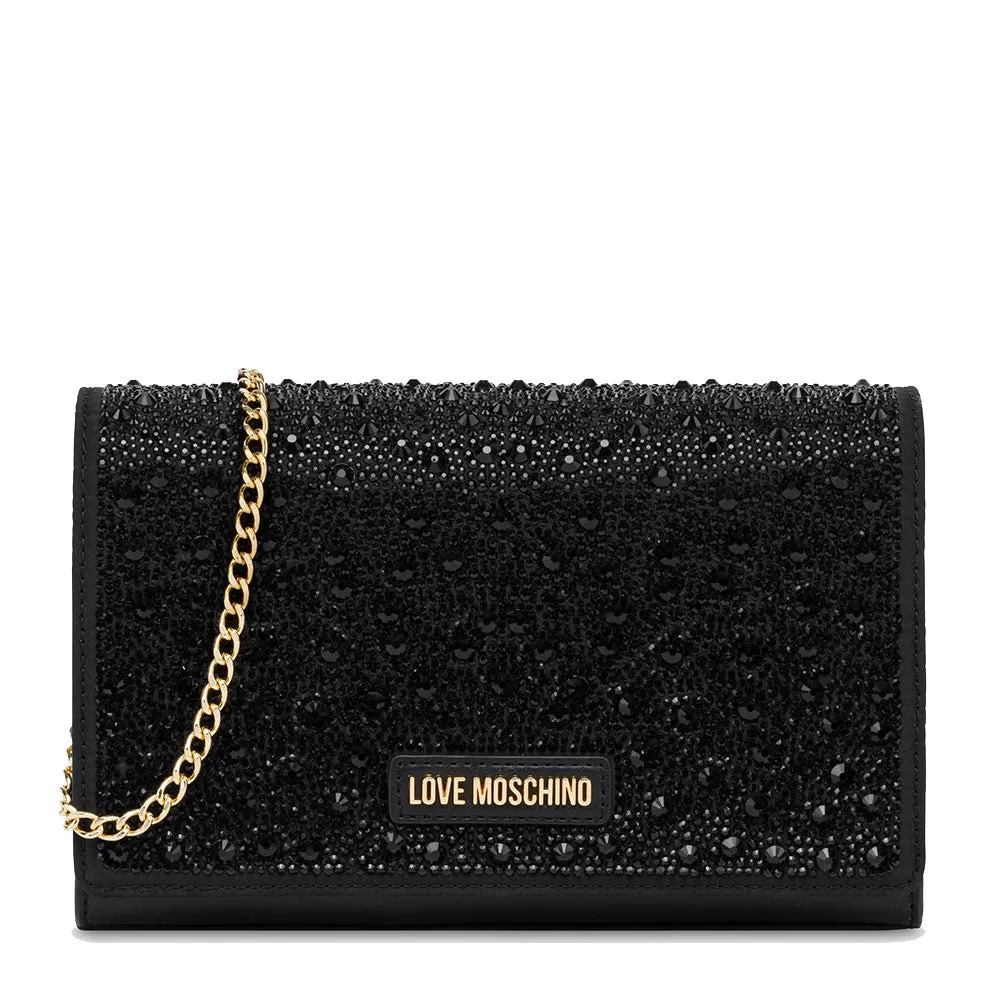 Clutch Donna con Strass LOVE MOSCHINO linea Gift Capsule colore Nero