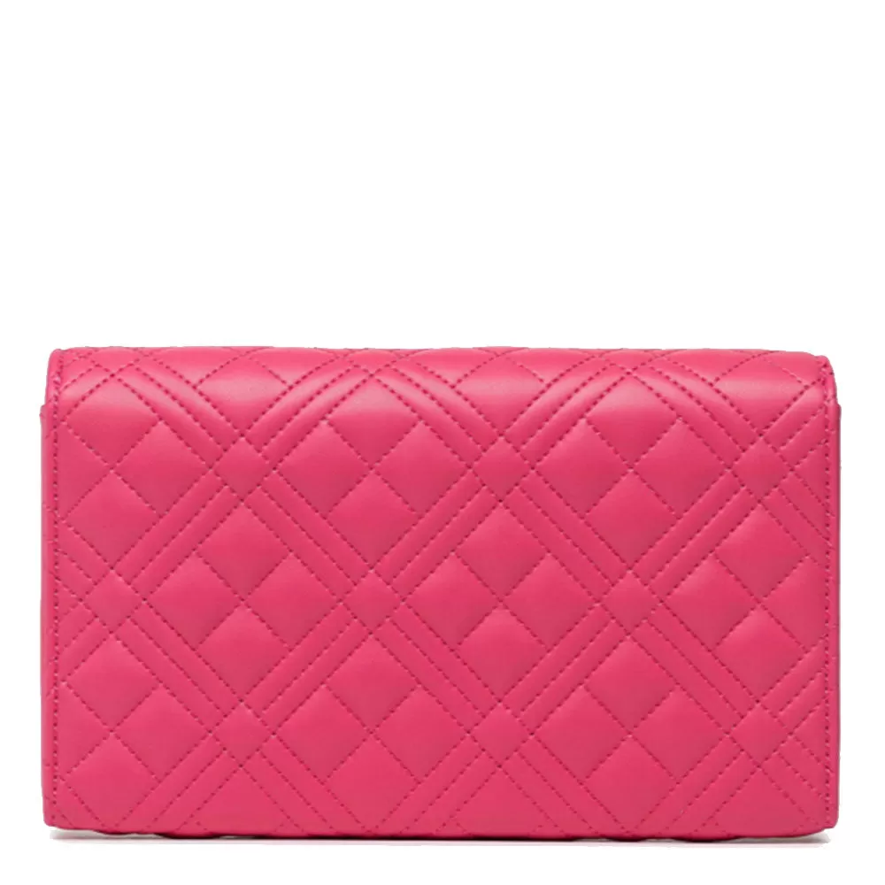 Clutch Donna con Tracolla LOVE MOSCHINO linea Shiny Quilted colore Fuxia JC4079