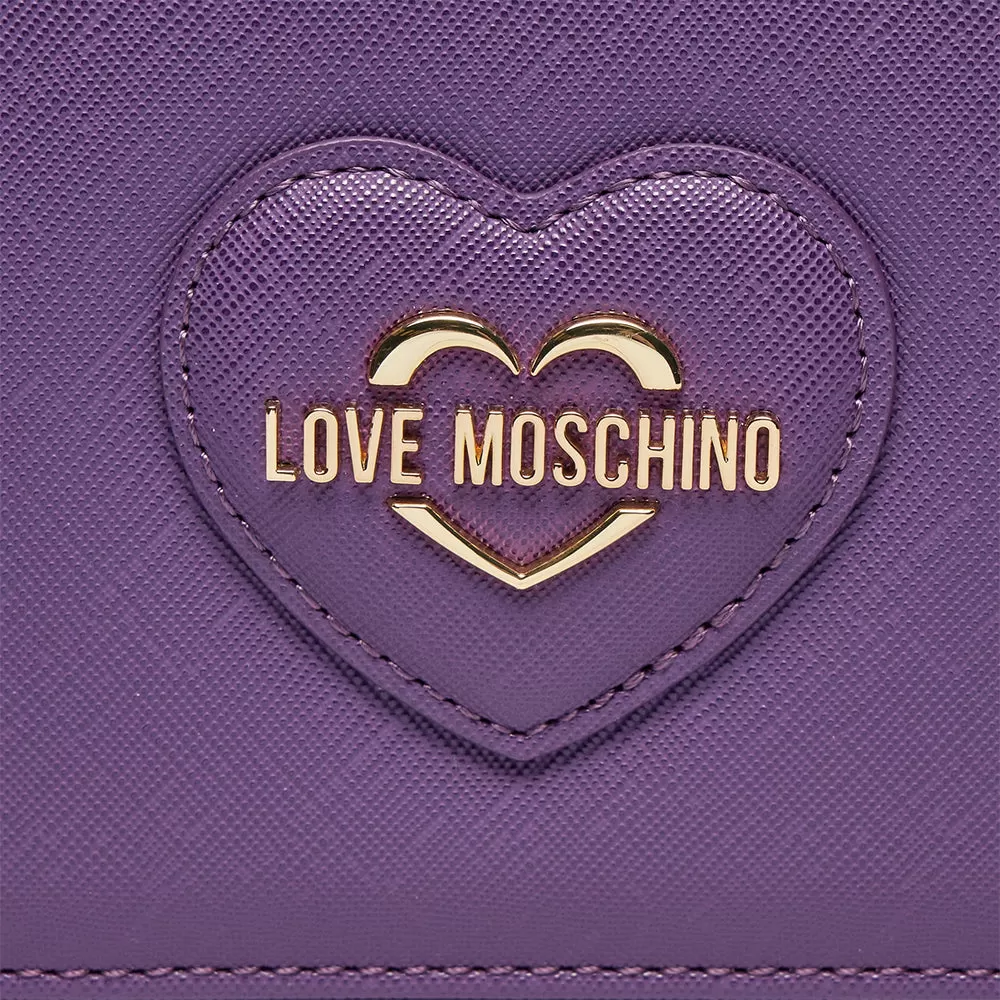 Clutch Donna con Tracolla LOVE MOSCHINO linea Sweet Heart stampa Saffiano Viola