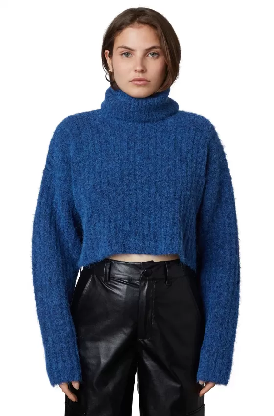 Cobalt Bruni Crop Turtleneck Sweater