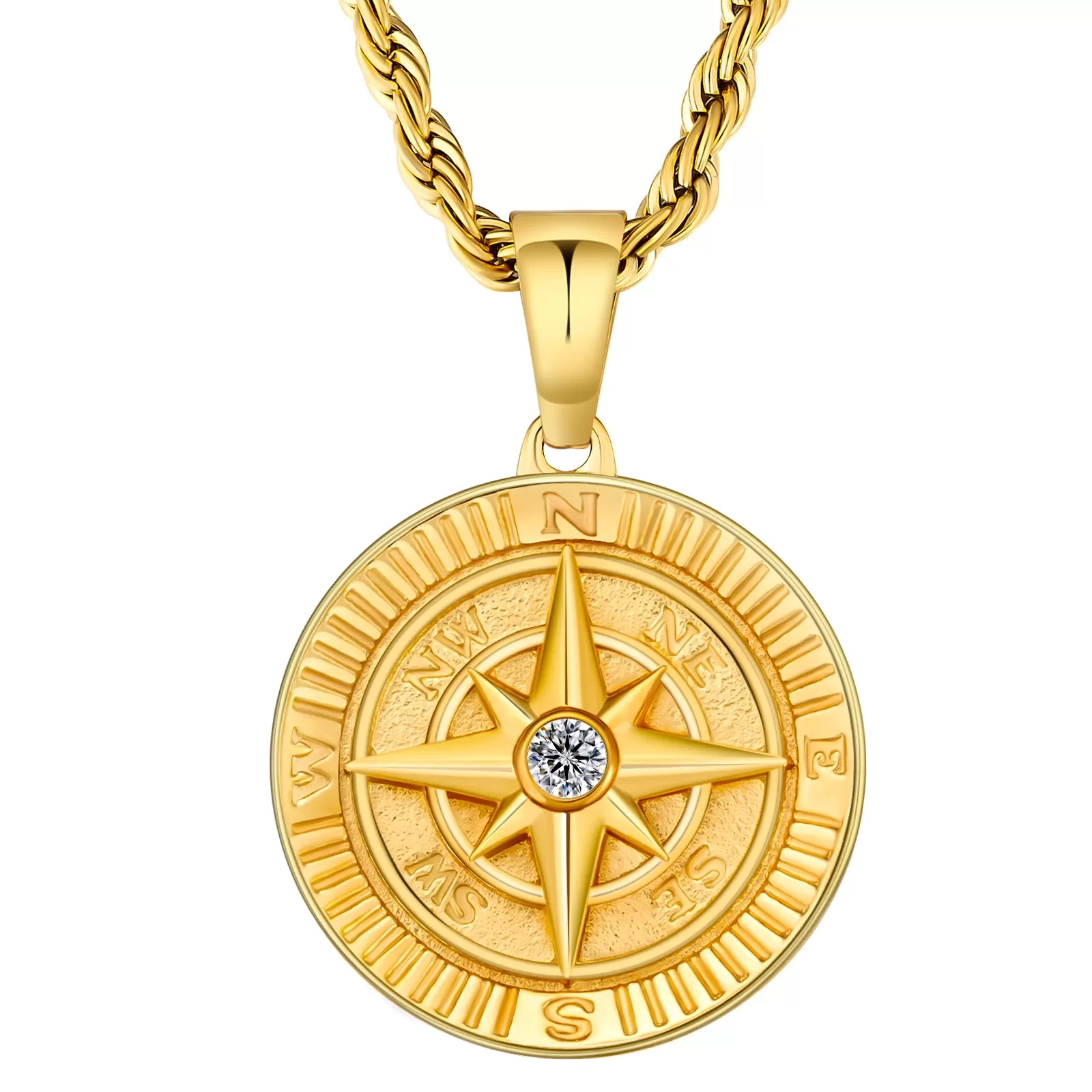 Compass Coin Pendant Necklace for Men CPLP