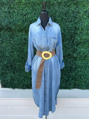 Denim Maxi Shirt Dress