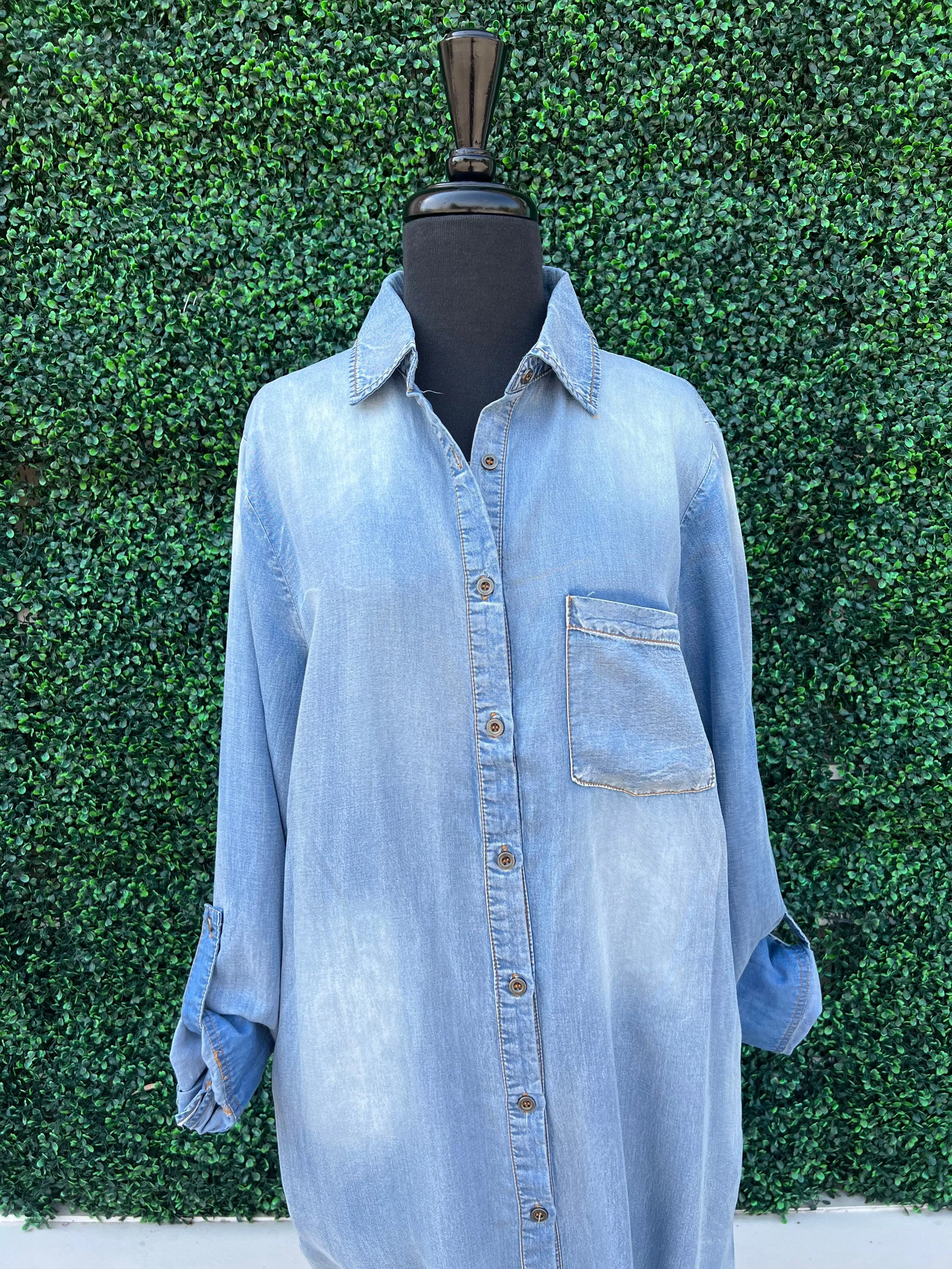 Denim Maxi Shirt Dress