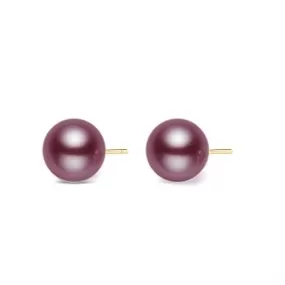 Elegant 18K Gold Top Grade Edison Purple Pearl Stud Earrings KE00019