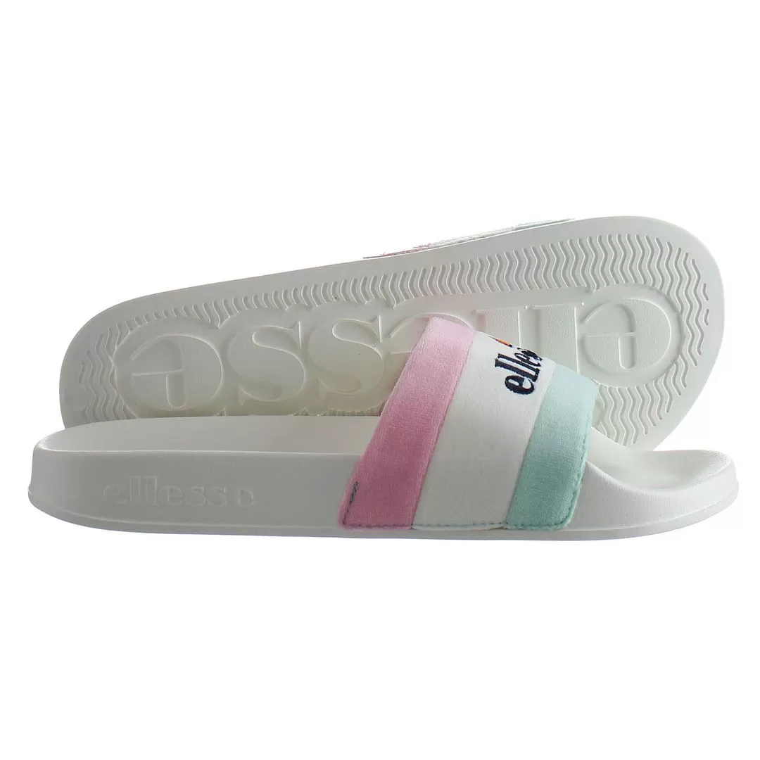 Ellesse Borgaro Text Womens White Sliders