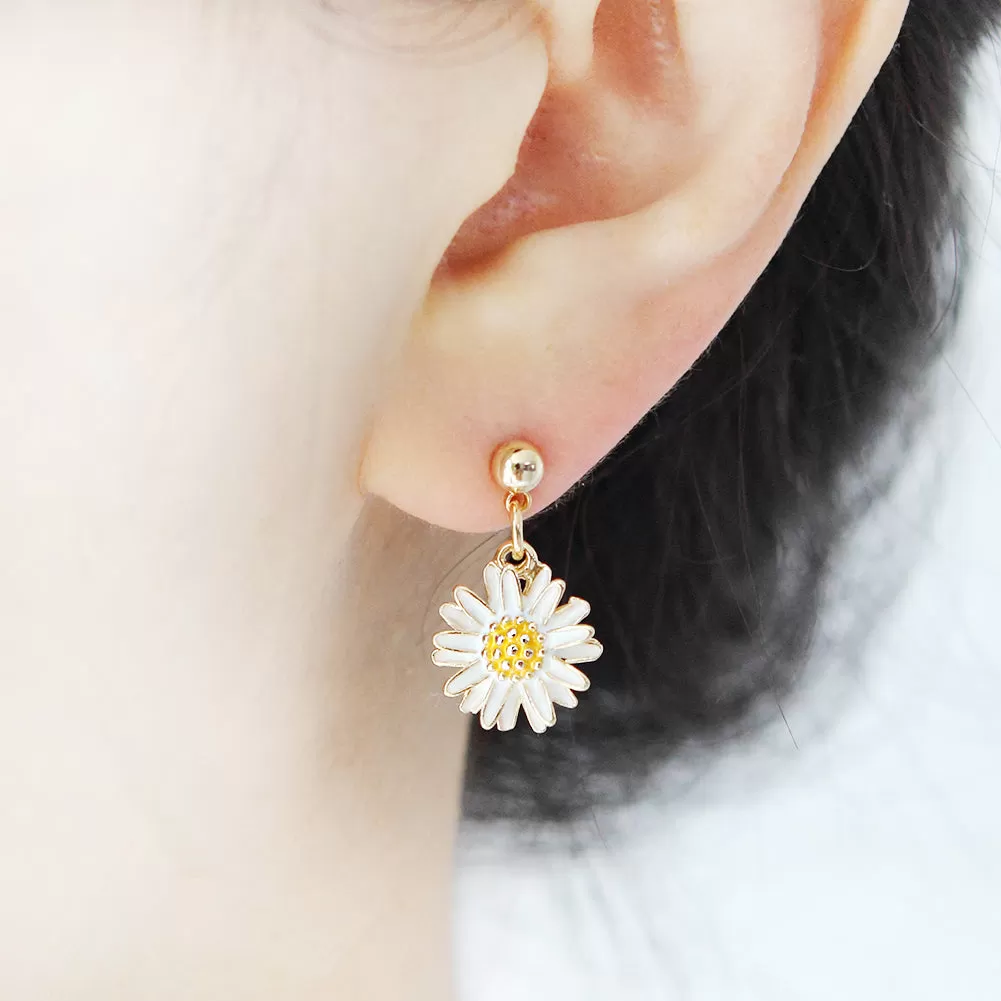 Epoxy Daisy Flower Drop Earrings