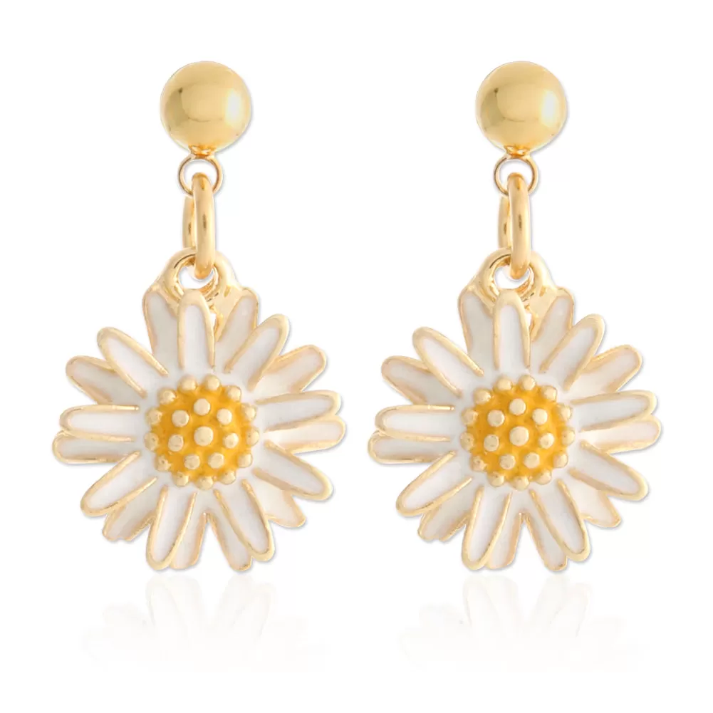 Epoxy Daisy Flower Drop Earrings