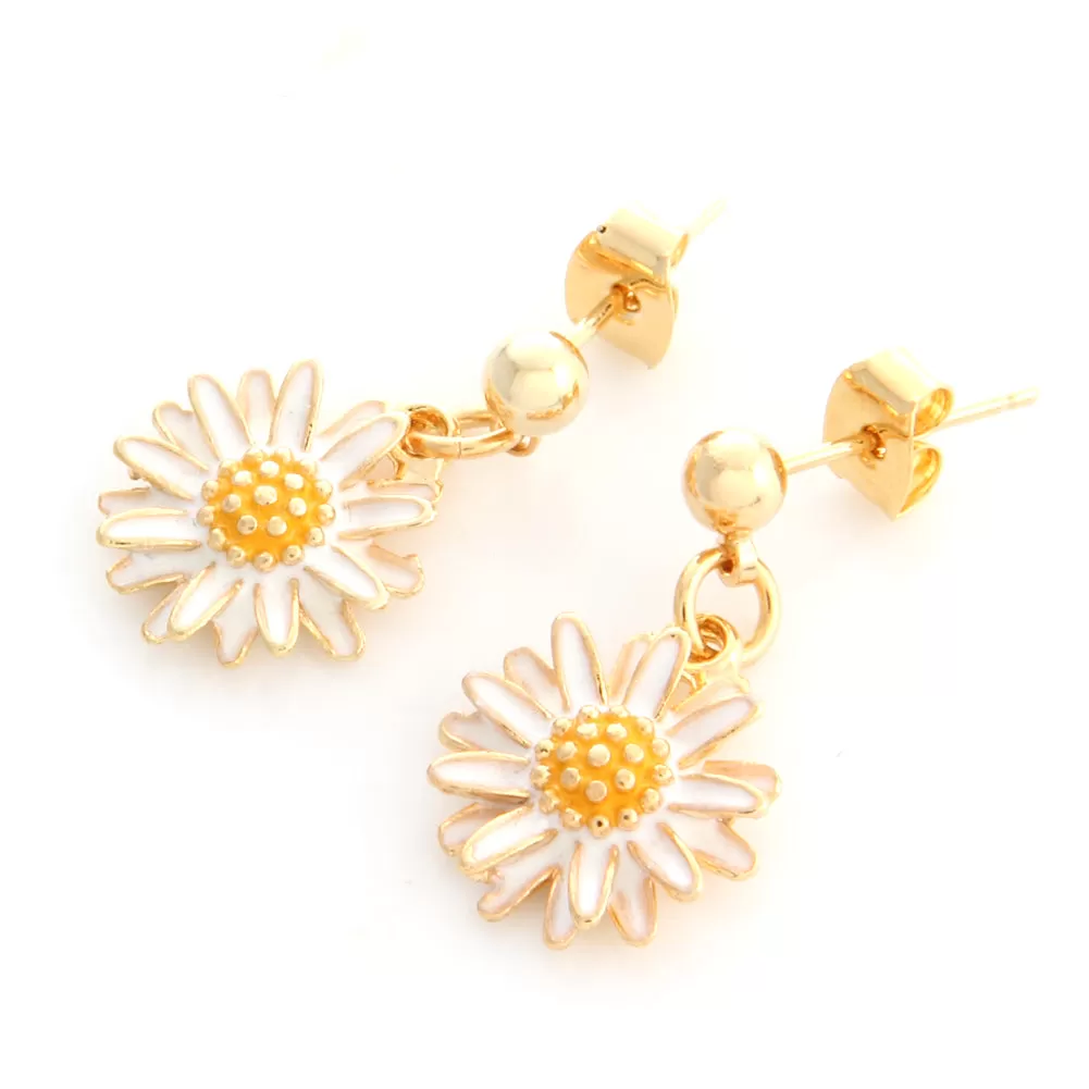 Epoxy Daisy Flower Drop Earrings