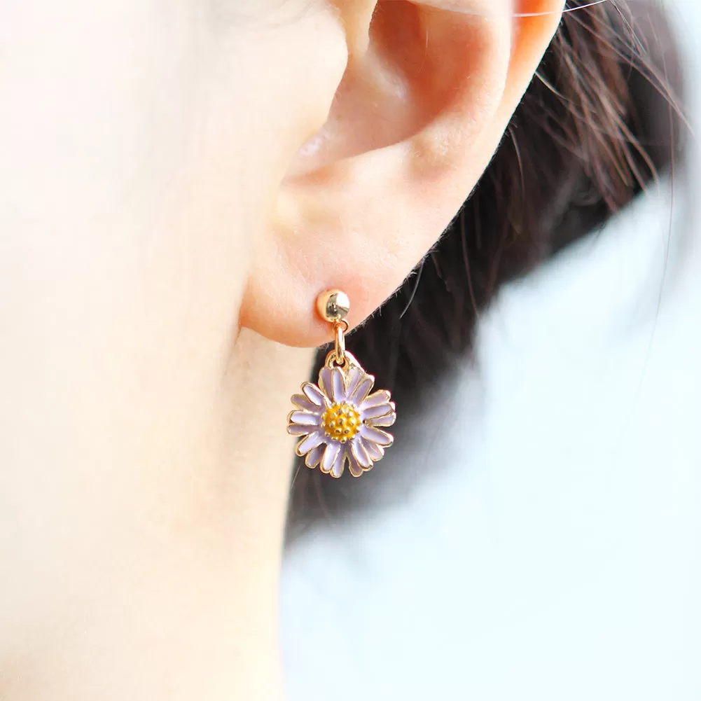 Epoxy Daisy Flower Drop Earrings