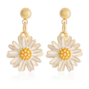 Epoxy Daisy Flower Drop Earrings