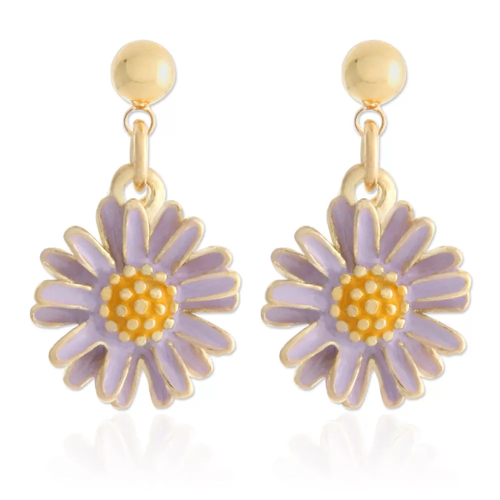 Epoxy Daisy Flower Drop Earrings