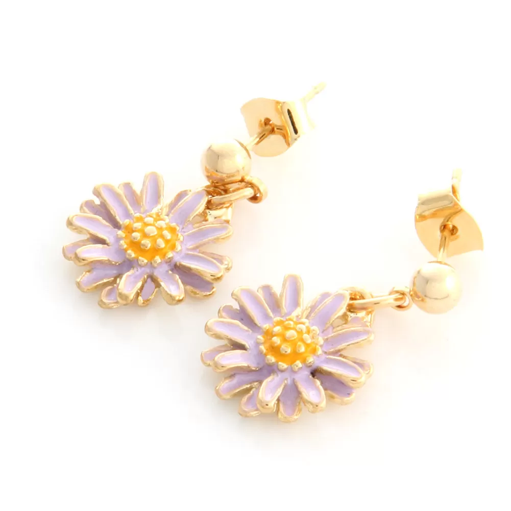 Epoxy Daisy Flower Drop Earrings