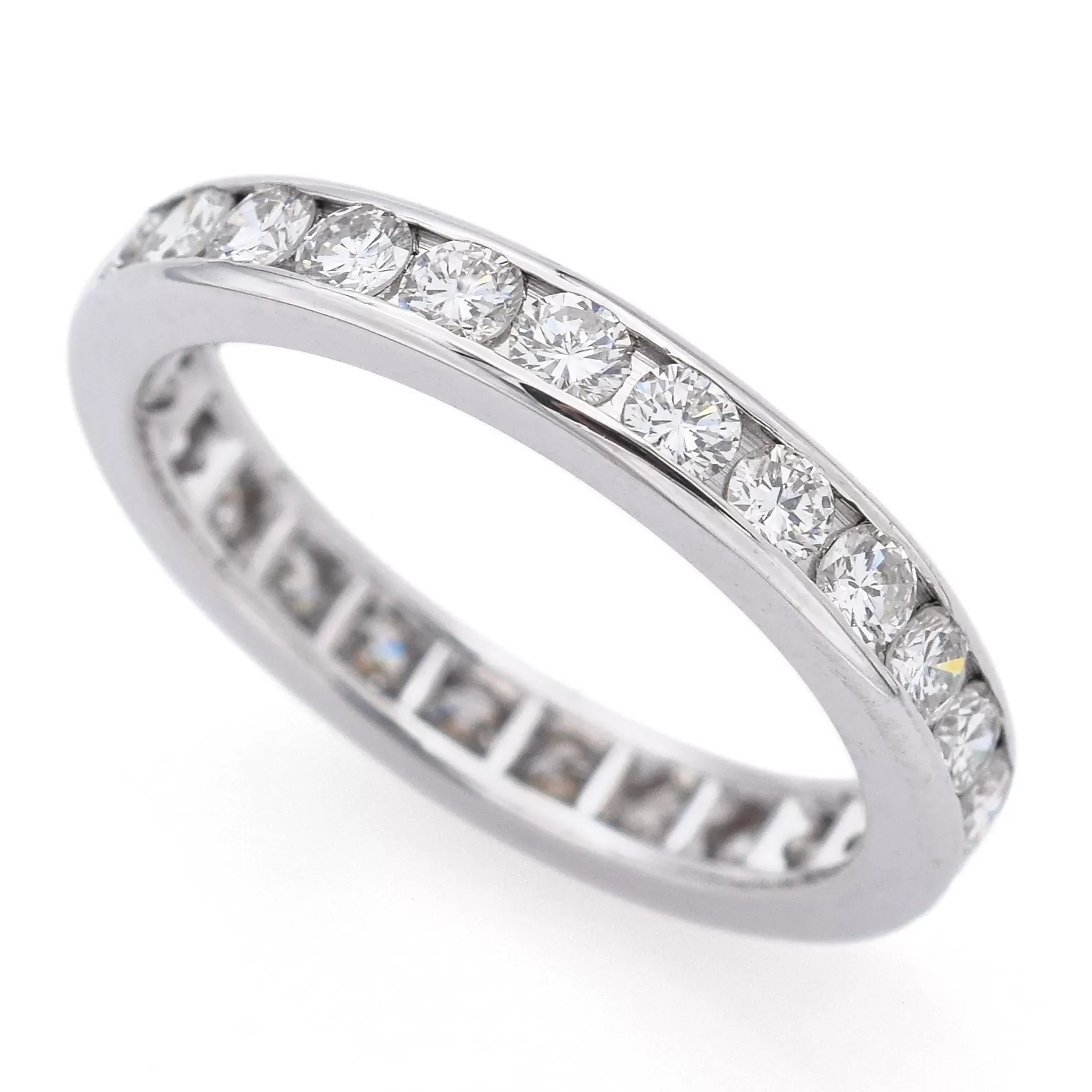 Estate 14K White Gold 1.50 TCW Diamond 3 mm Eternity Band Ring Size 6