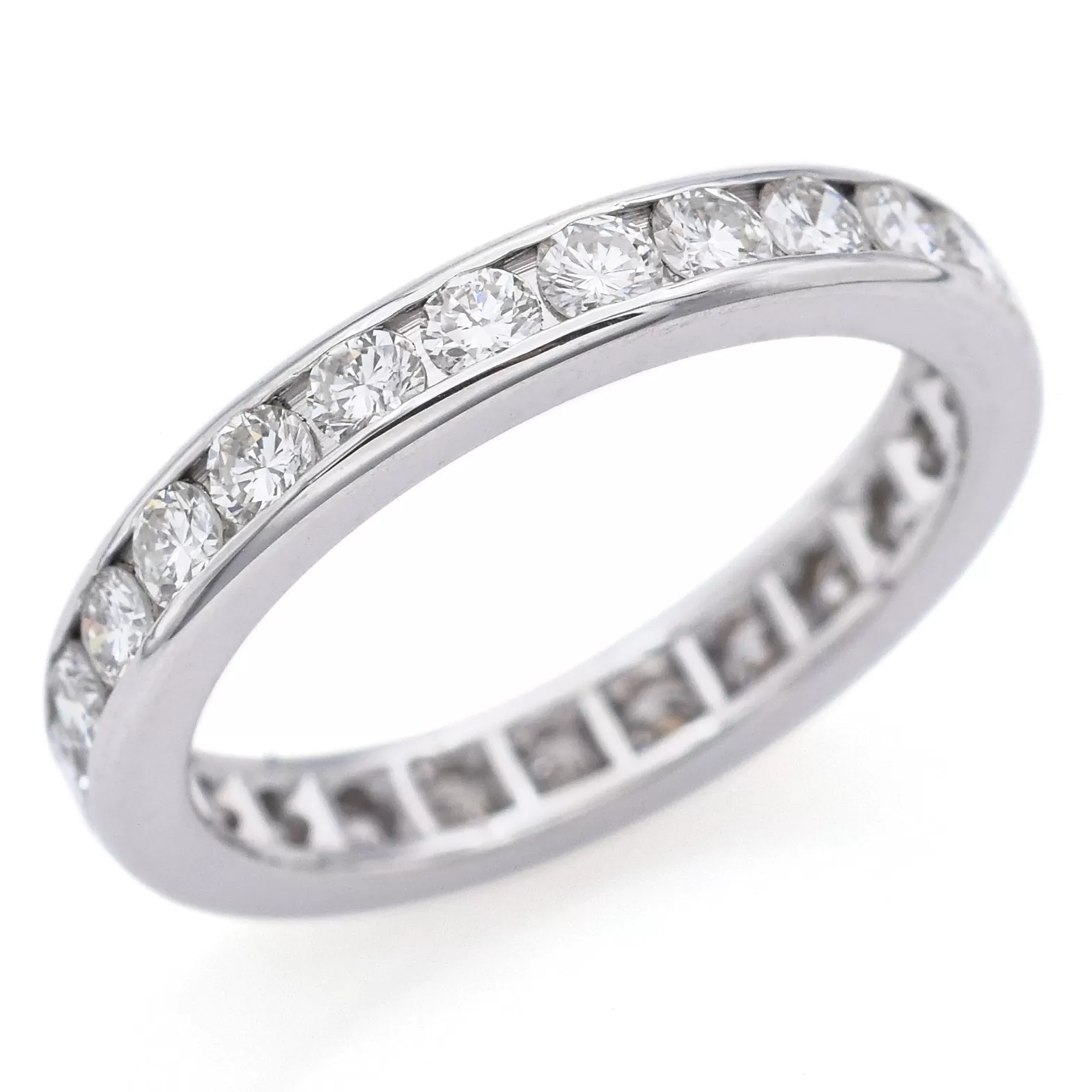 Estate 14K White Gold 1.50 TCW Diamond 3 mm Eternity Band Ring Size 6