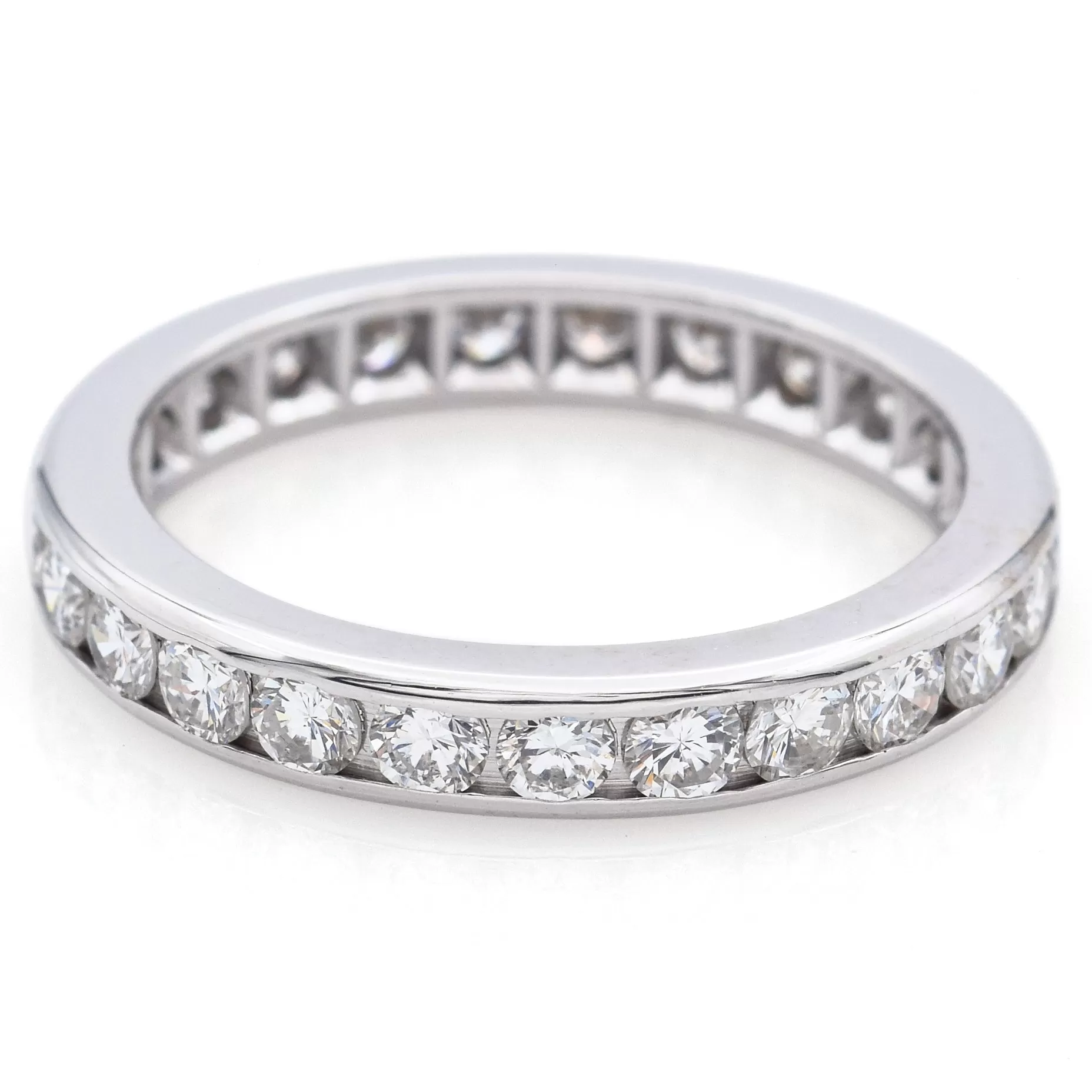 Estate 14K White Gold 1.50 TCW Diamond 3 mm Eternity Band Ring Size 6