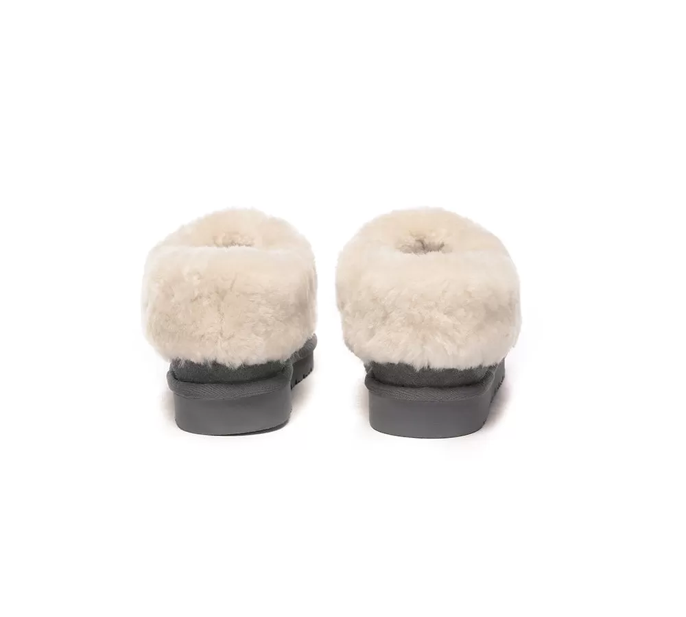 EVERAU UGG Sheepskin Wool Suede Ankle Slippers Homey