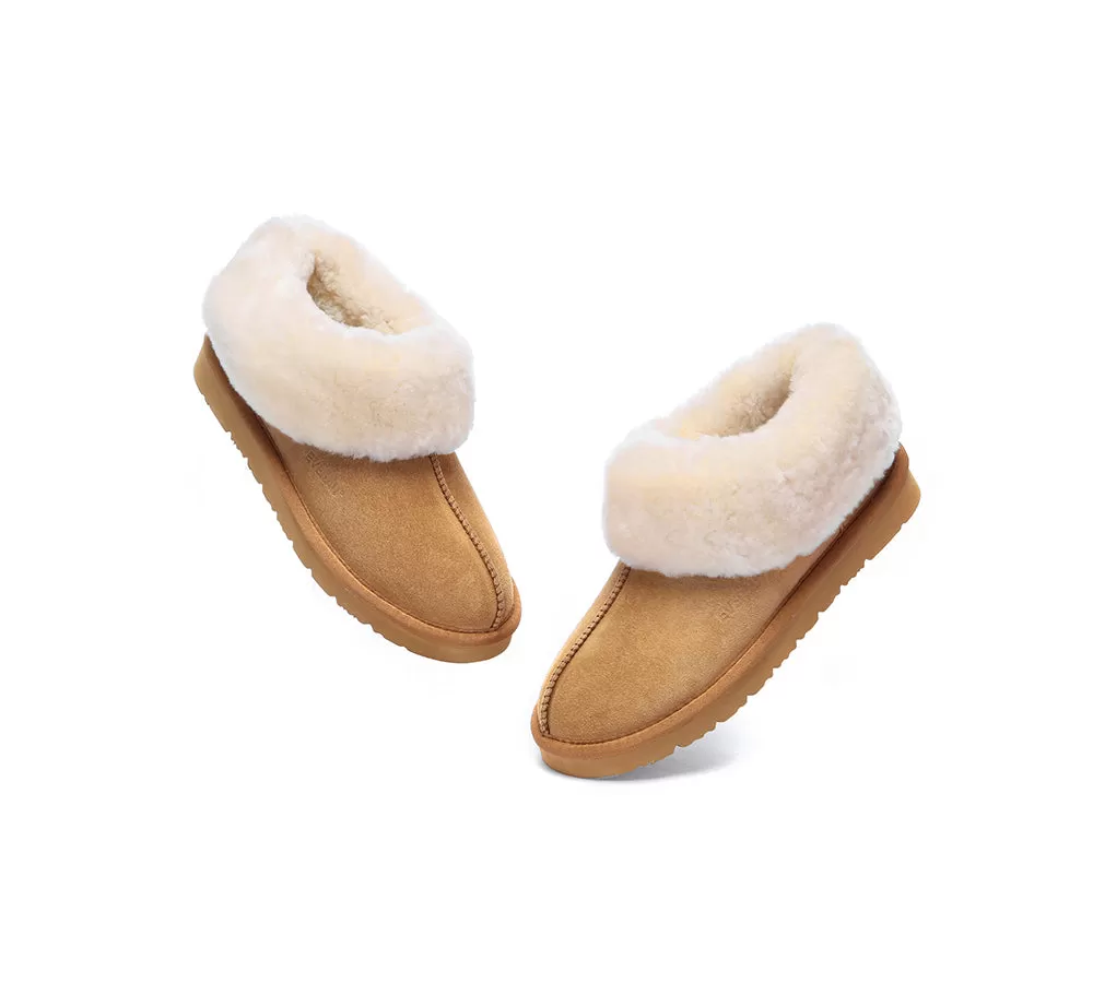 EVERAU UGG Sheepskin Wool Suede Ankle Slippers Homey