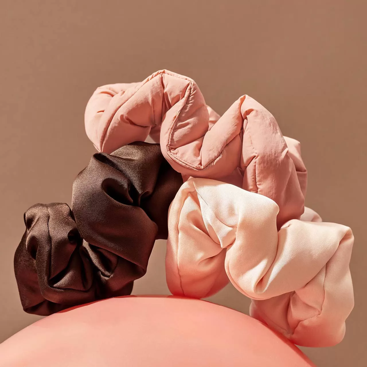 Fabric Puffy Scrunchies 3pc Set | Rosewood