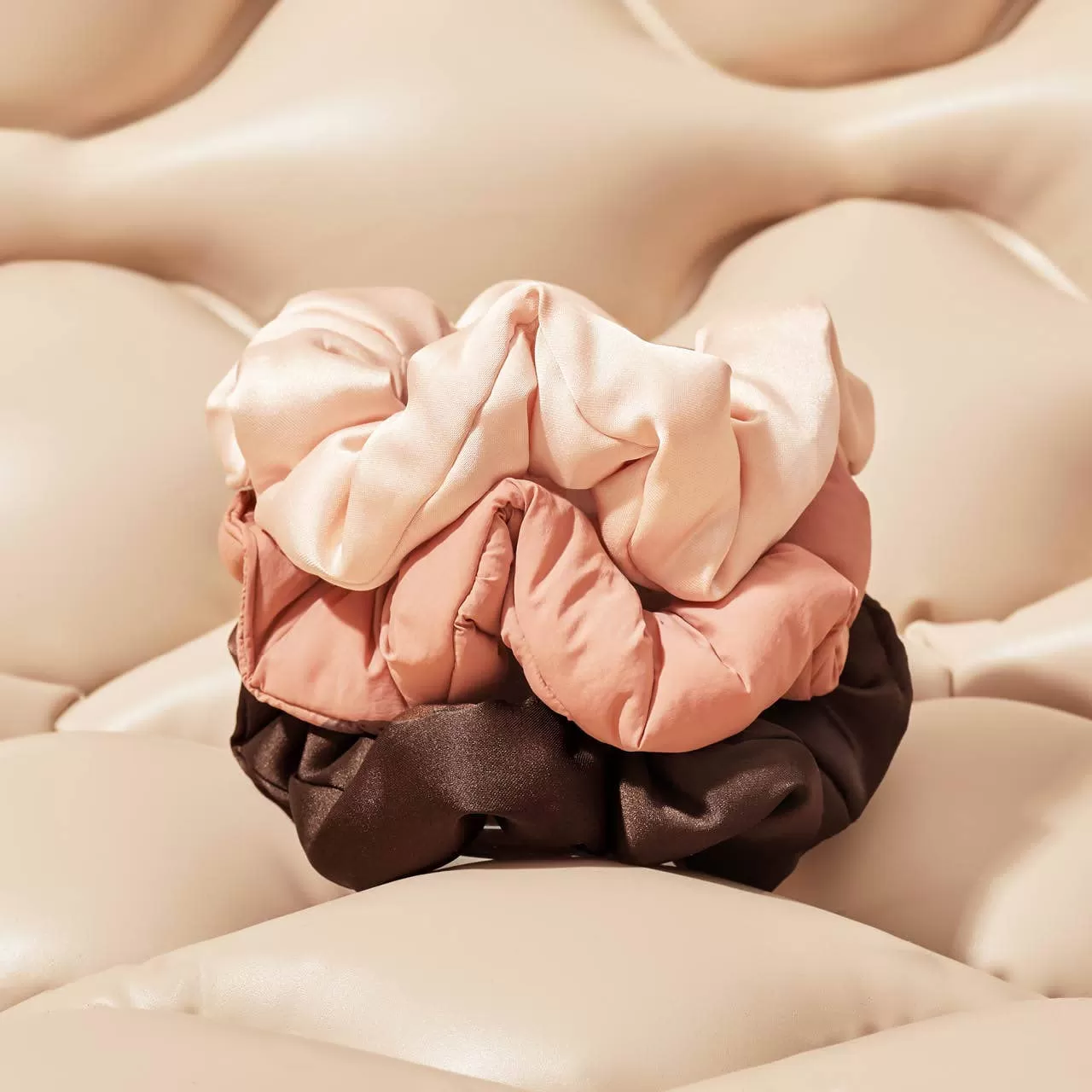 Fabric Puffy Scrunchies 3pc Set | Rosewood