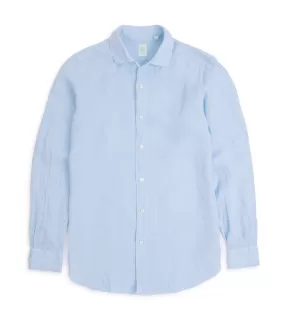 Finamore Gaeta Linen Luigi Sport Shirt: Blue