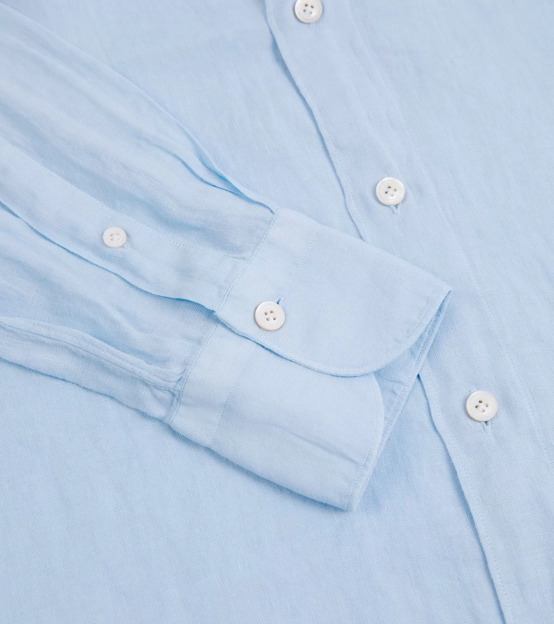 Finamore Gaeta Linen Luigi Sport Shirt: Blue