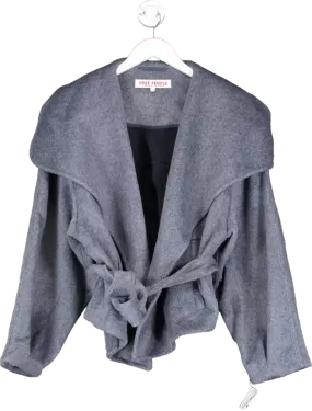 Free People Blue Cashmere-feel Belted Jacket UK S