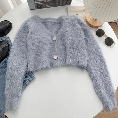 Fuzzy Crop Cardigan