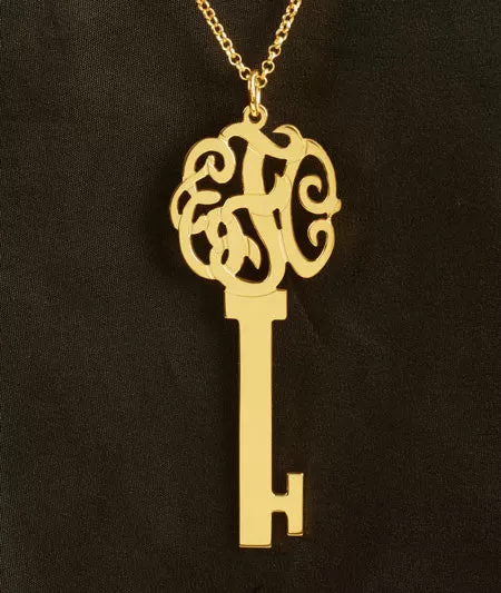 Gold Vermeil Monogram Skeleton Key Necklace