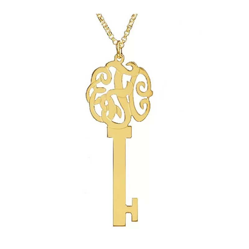 Gold Vermeil Monogram Skeleton Key Necklace