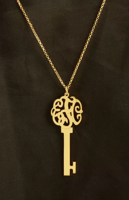 Gold Vermeil Monogram Skeleton Key Necklace