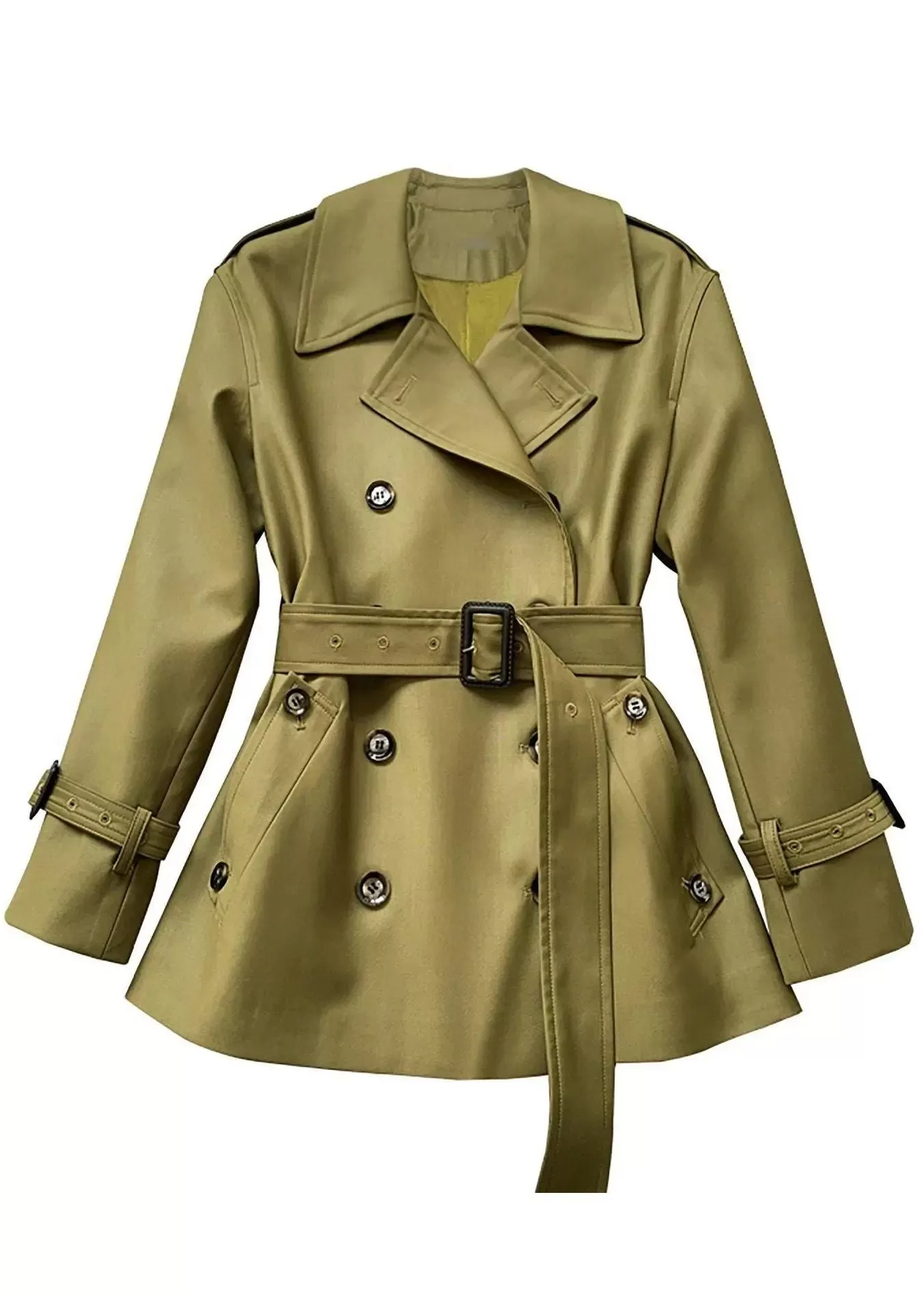 Grace Double Breasted Belted Twill Trench Coat