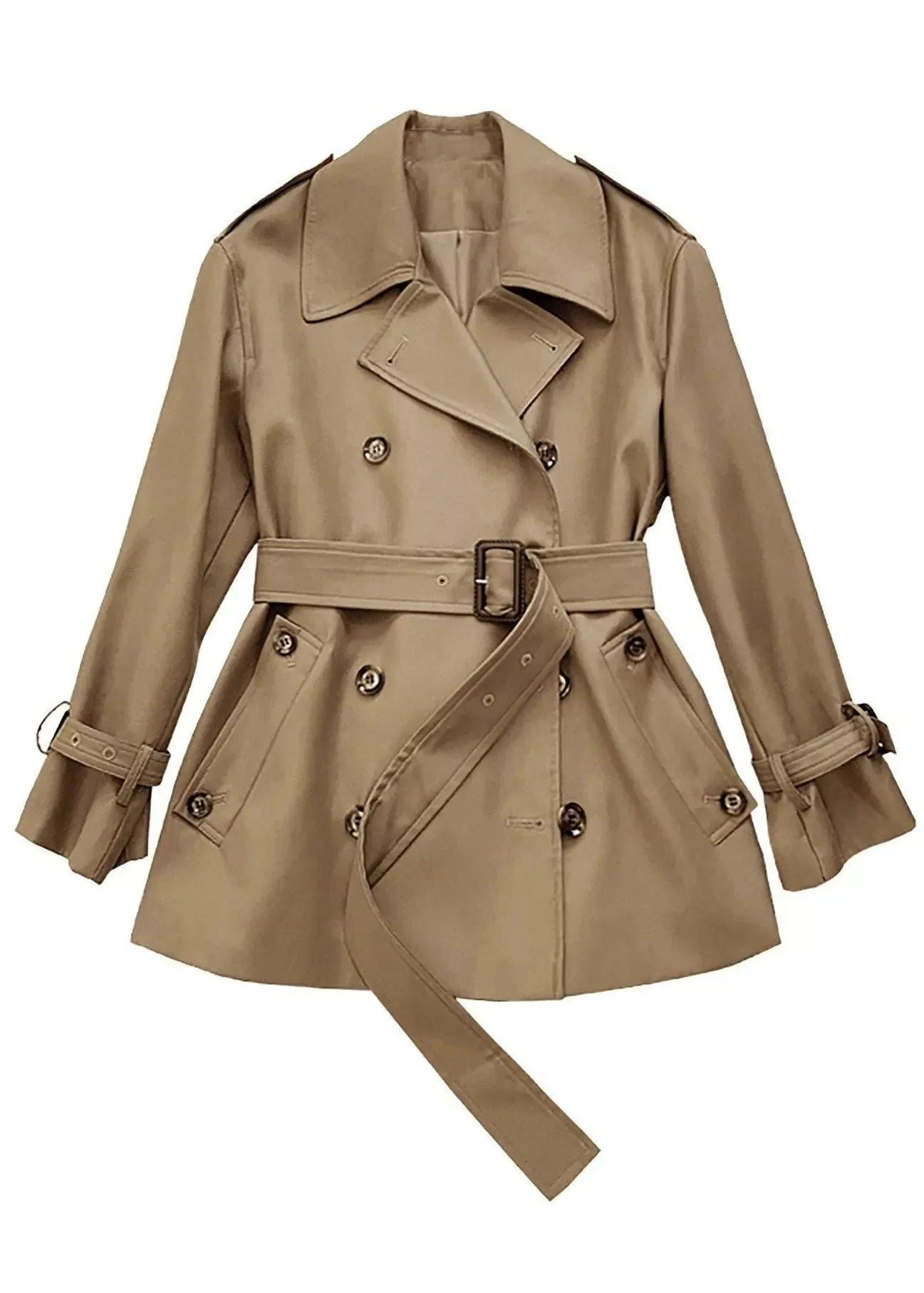 Grace Double Breasted Belted Twill Trench Coat