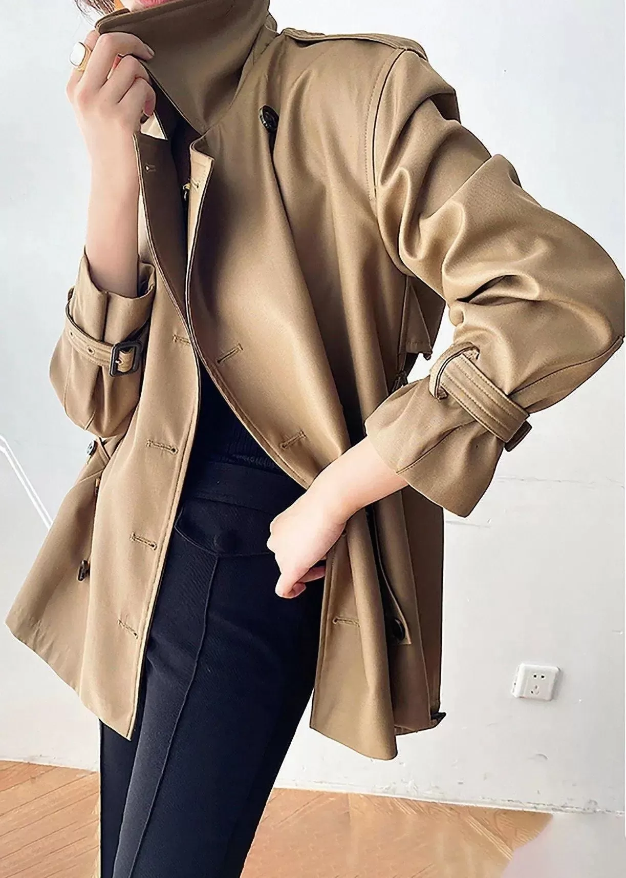 Grace Double Breasted Belted Twill Trench Coat