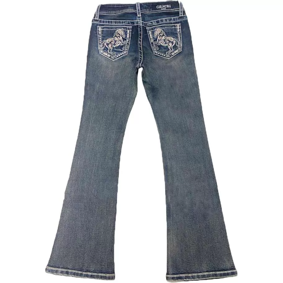 Grace in La Girls' Horse Embellished Bootcut Jeans