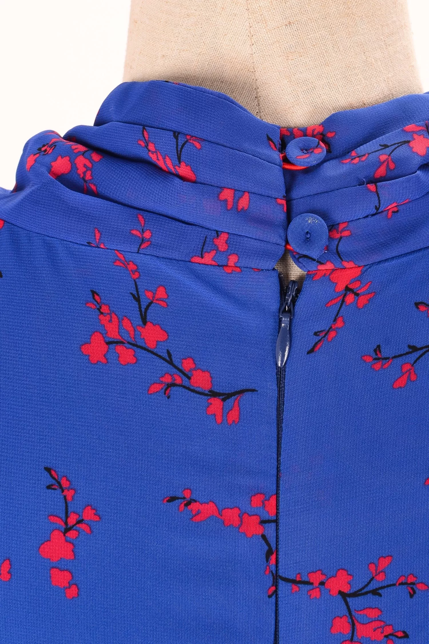 Grace Kelly Blue & Red Floral Dress