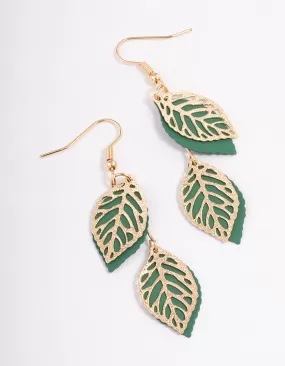 Green Filigree Petal Drop Earrings