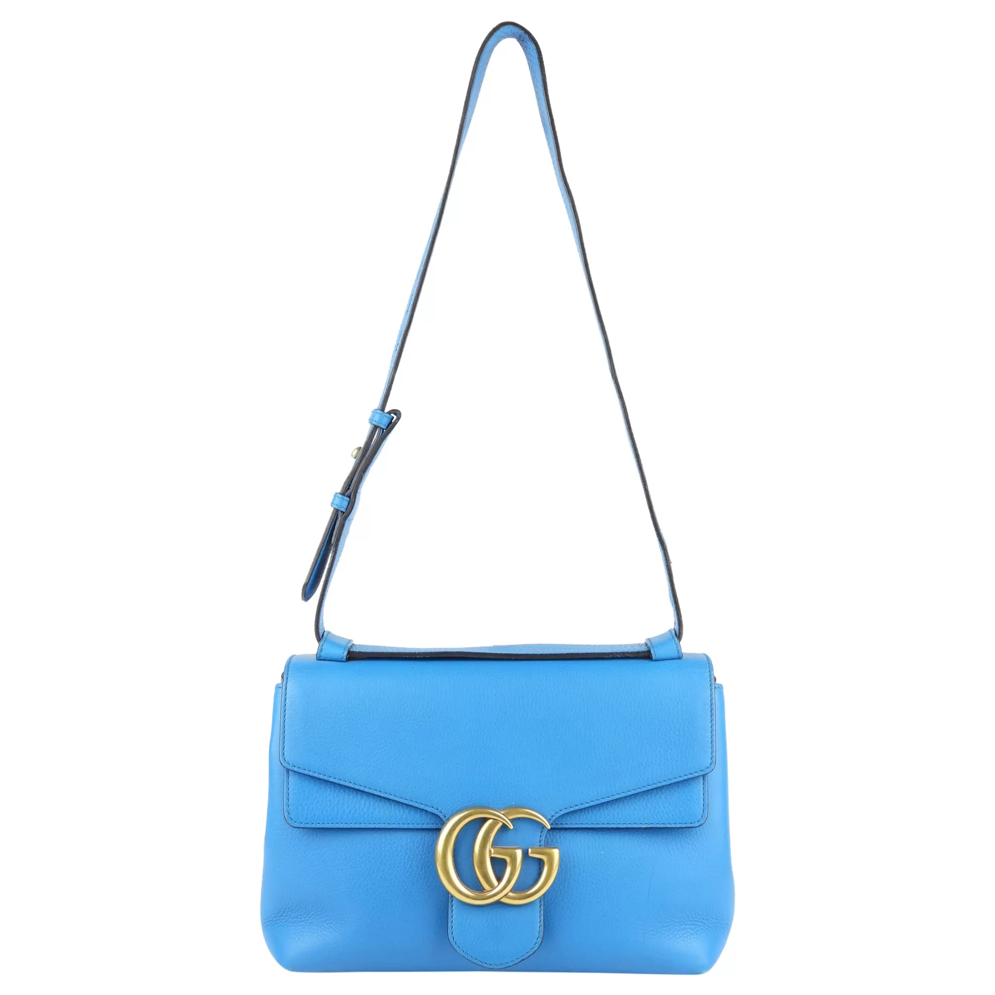 Gucci Turquoise Blue Calfskin Leather Marmont Shoulder Bag