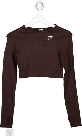 gymshark Brown Training Long Sleeve Crop Top UK S