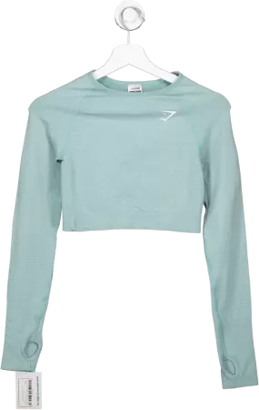 gymshark Green Training Long Sleeve Crop Top UK S