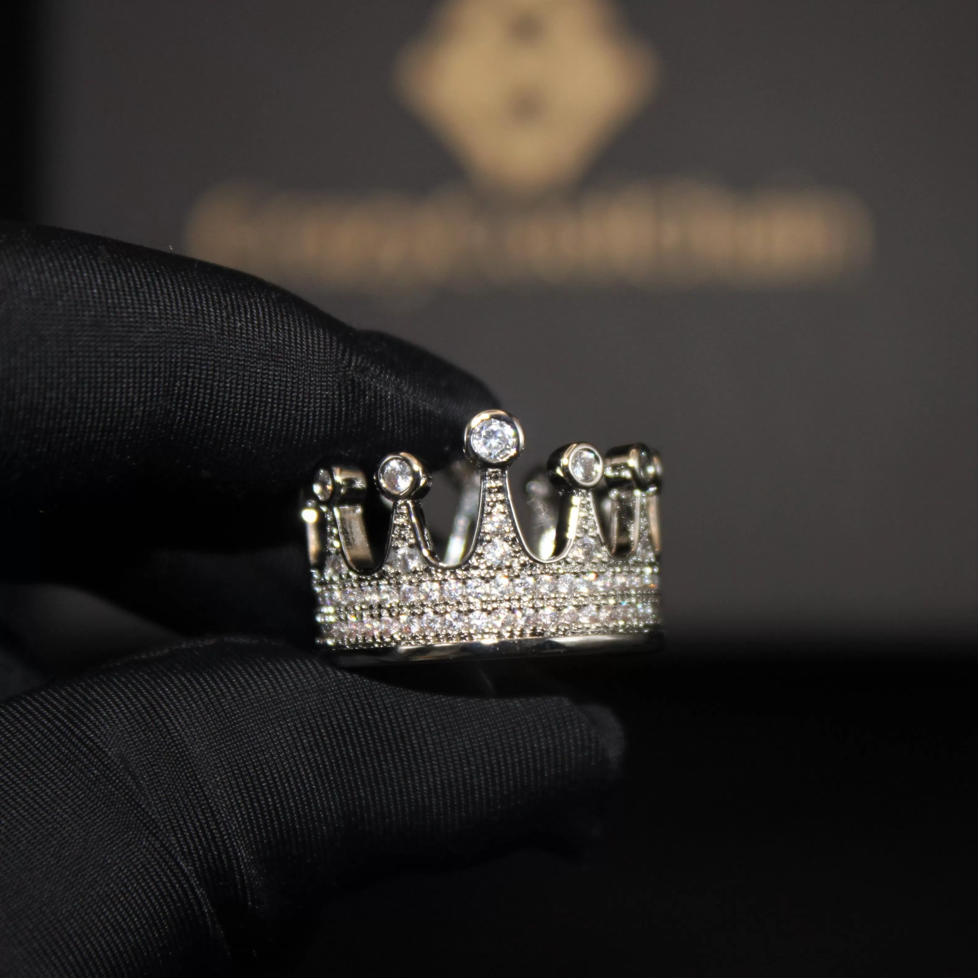 Hip Hop Crown Full Zirconium Ring