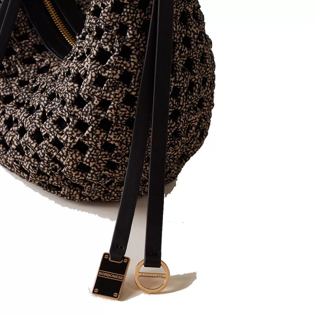 Hobo Bag Mini BORBONESE linea La Nido in Nylon OP Naturale Nero