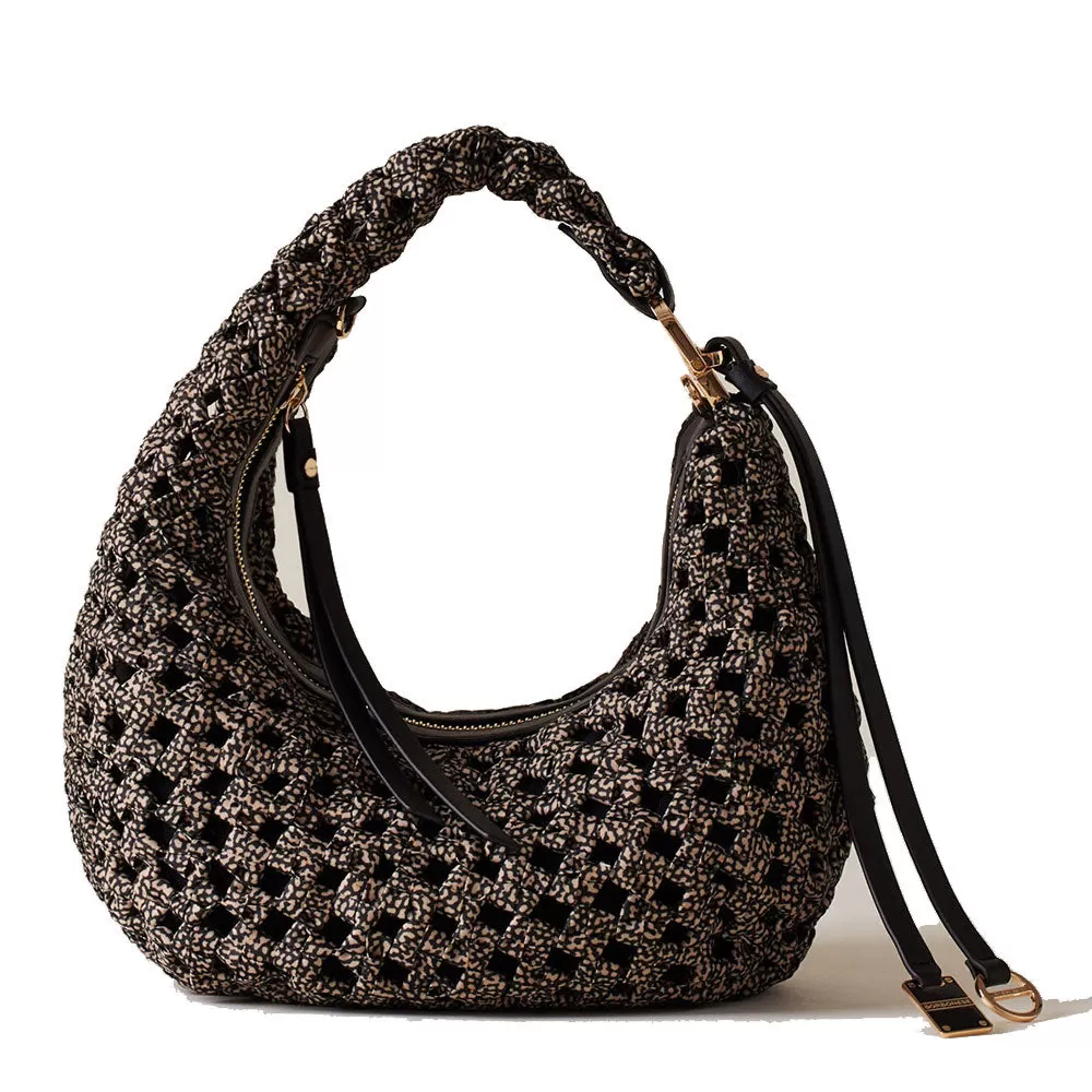 Hobo Bag Mini BORBONESE linea La Nido in Nylon OP Naturale Nero