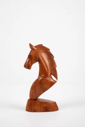 Horse Head Carved Wooden Sculpture