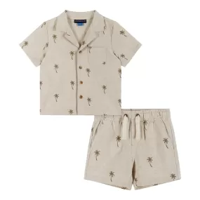 Infant Cabana Set | Beige Palm Print